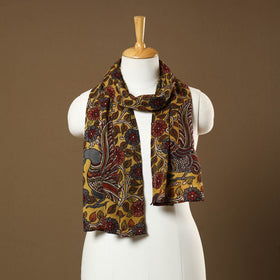 Yellow Handpainted Cotton Kalamkari Stole 