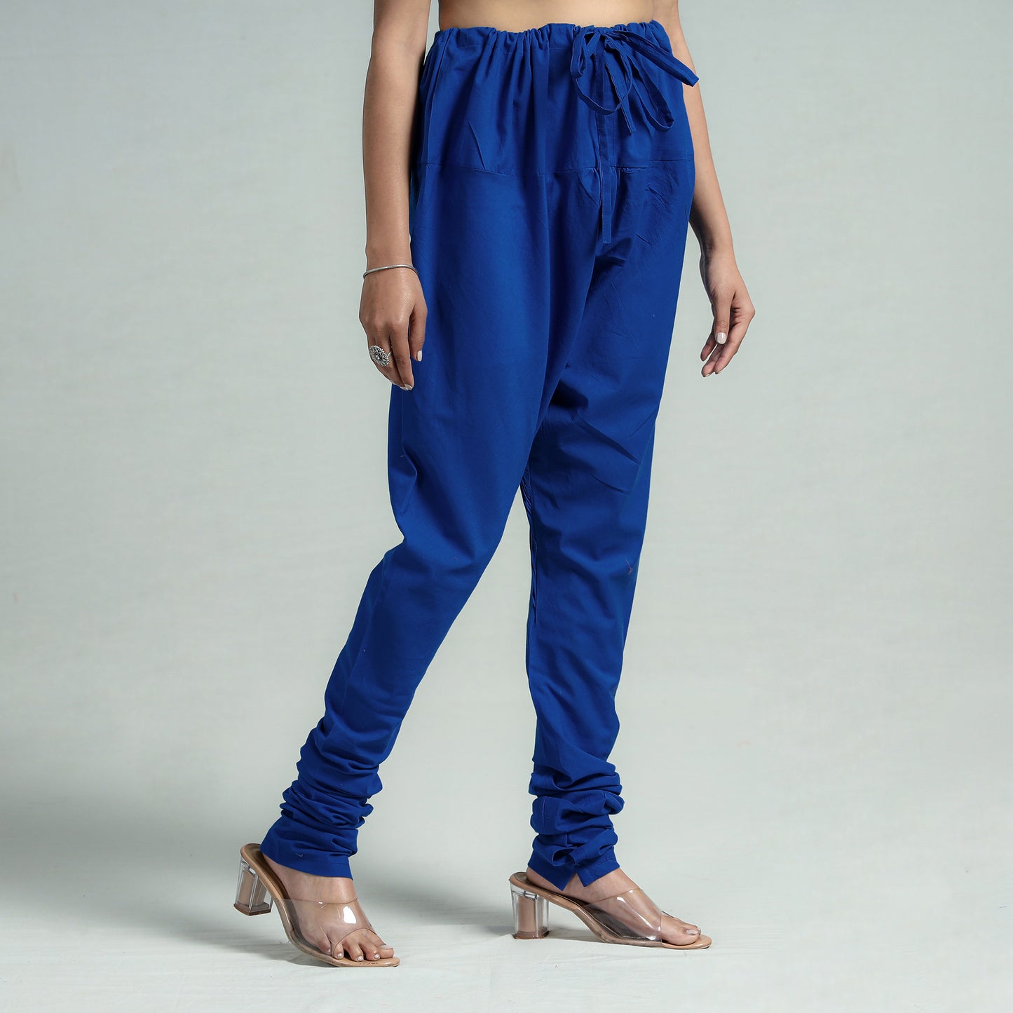 Dark Blue - Plain Dyed Cotton Ankle Length Churidar