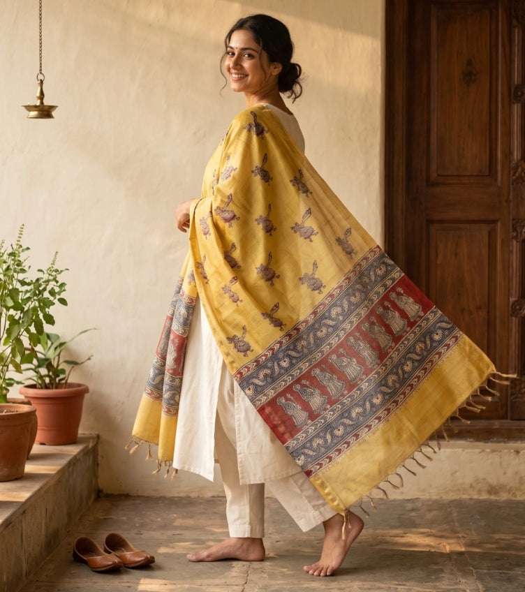 Handpainted Silk Dupattas