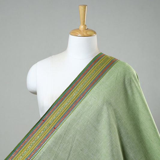 Green - Prewashed Dharwad Cotton Thread Border Fabric 11