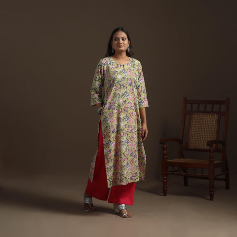 Hand Block Print Cotton Straight Sanganeri Kurta for women 09