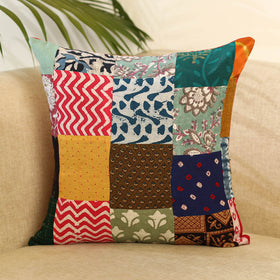 Multicolor - handcrafted cotton patchwork cushion cover 27