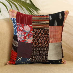 Buy Multicolor Handcrafted Cotton Patchwork Cushion Cover
