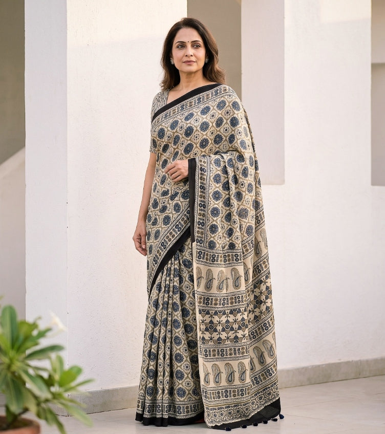 Ajrakh Print Sarees
