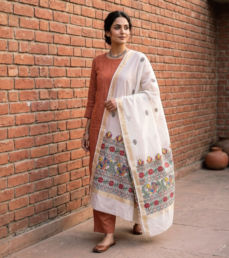 Madhubani Handpainted Dupattas