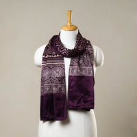 Purple - Printed Mashru Silk Ajrakh Stole 01