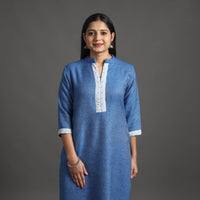 Afiya Blue Merino Woolen Kurta