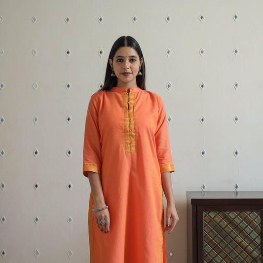 Adhya Orange Mangalagiri Cotton Kurta