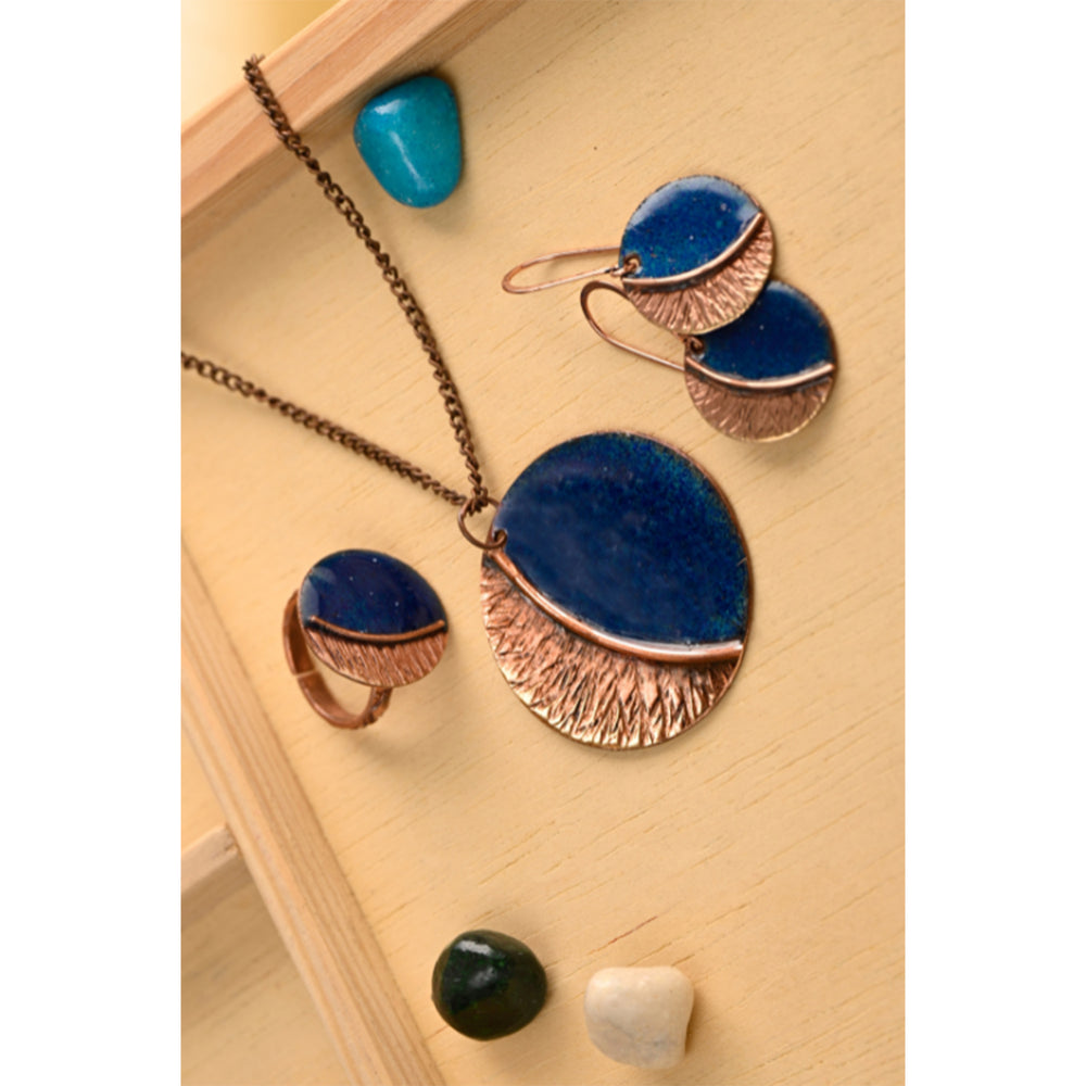 Hand Crafted Copper Enamel -  Kakan Blue Set