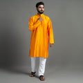  Plain Dyed Slub Silk Men Long Kurta 