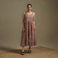 Hand Block Print Natural Dyed Cotton Tiered Bagru Dress 07