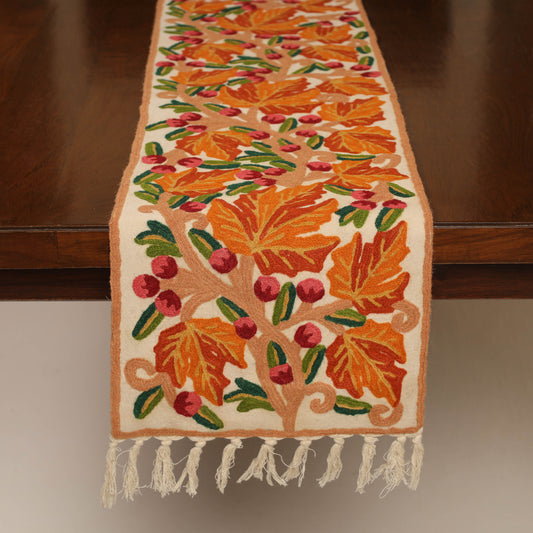 Kashmiri Crewel Hand Embroidery Table Runner 05