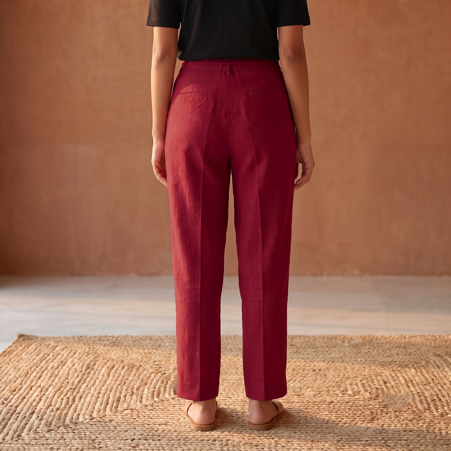 Elastic Waist Cotton Plain Palazzo for Women 35