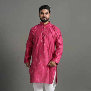 Zari Buti Spun Dupion Viscose Silk Plain Men Kurta 10