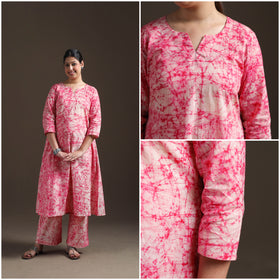 Hand Batik Print Cotton A-Line Kurta with Palazzo Set for women 06