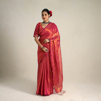 Red - Fine Tissue Zari Bengal Saree with Embroidered Blouse 04