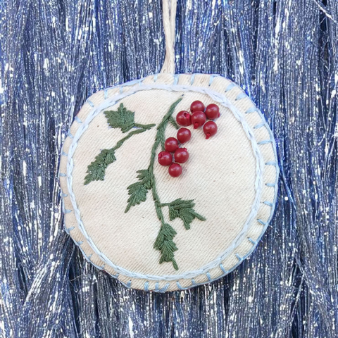 Beige - Handcrafted Upcycled Fabric Assorted Christmas Bauble