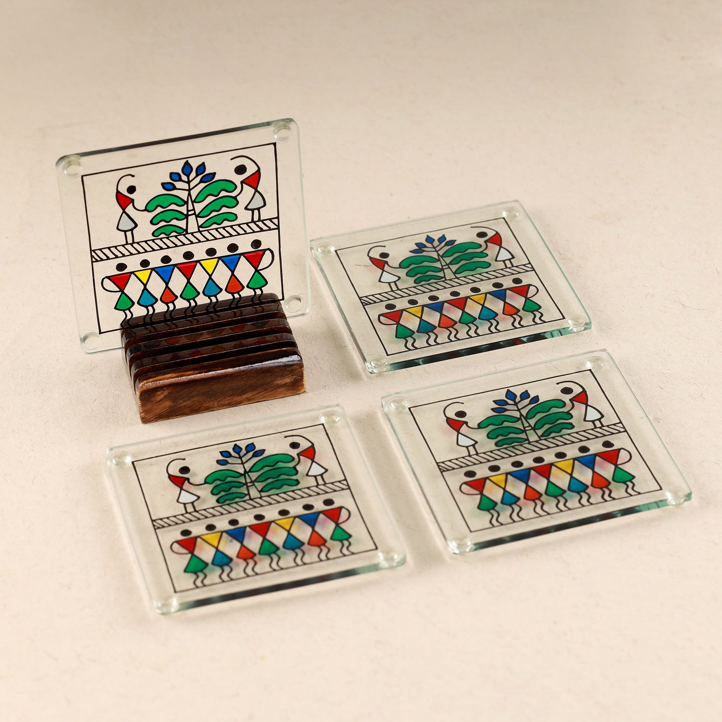 Amod-Hand-painted Glass Saura Coasters