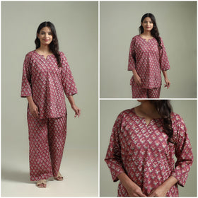 Sanganeri Floral Printed Cotton Night Suit for Women 01