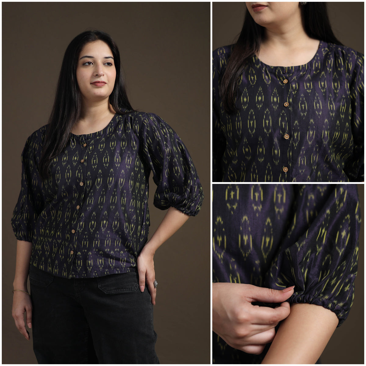 Pochampally Ikat Mercerised Cotton Crop Top for Women 08