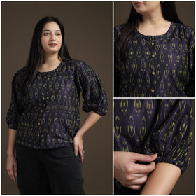 Pochampally Ikat Mercerised Cotton Crop Top for Women 08