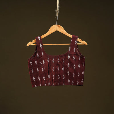 Maroon - handloom cotton stitched sambalpuri ikat blouse 08