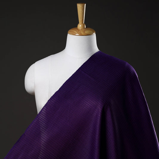 Dark Purple - Vidarbha Tussar Silk Checks Handloom Fabric