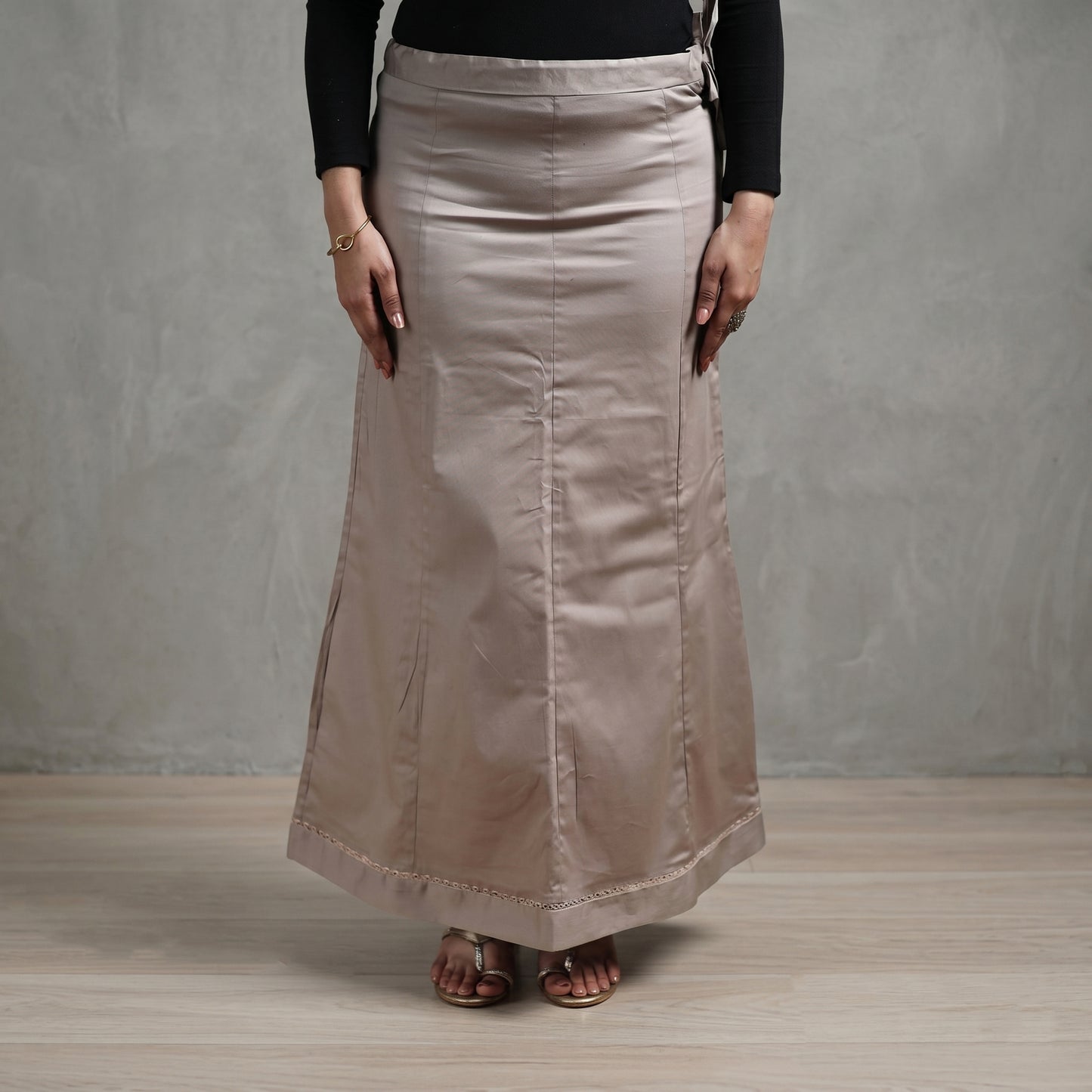 Brown - Plain Woven Cotton Lycra Inskirt 05