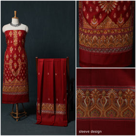 3pc Heavy Chain Stitch Embroidered Wool Unstitched Dress Material Suit Set 41