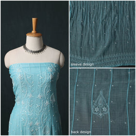 Mul Chanderi Semi Stitched Heavy Hand Embroidered Beadwork 2pc Anarkali Chikankari Kurta Set 01