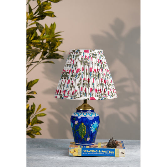 White Pink Sanganeri Block Print Empire Lampshade