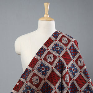 Ajrakh Hand Block Printed Chanderi Silk Fabric 14