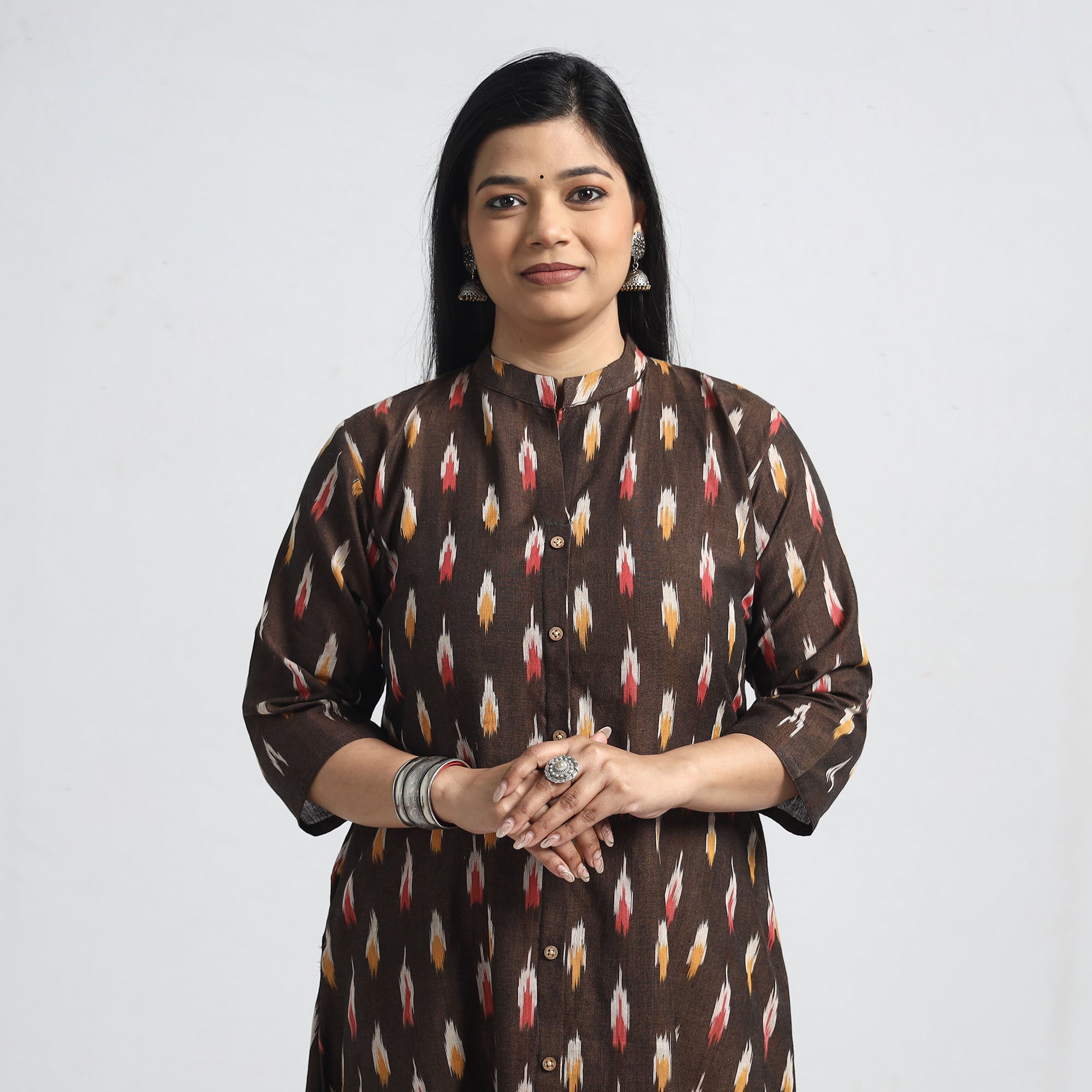 Buy online Orange Ikat Printed A-line Kurta from Kurta Kurtis for Women by  Showoff for ₹790 at 68% off | 2024 Limeroad.com