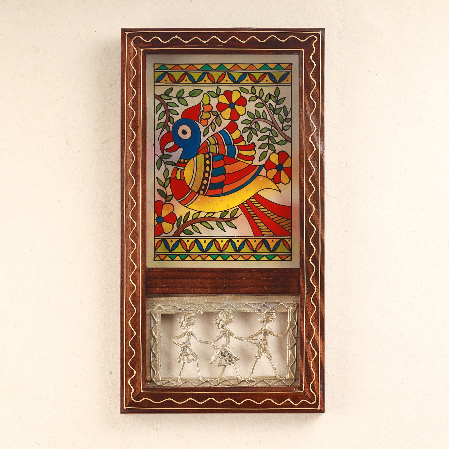 Kurka - The Madhubani Peacock Wall Art Frame