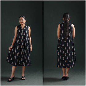 Pochampally Ikat Cotton Sleeveless Buttoned Down Long Dress for Women 12