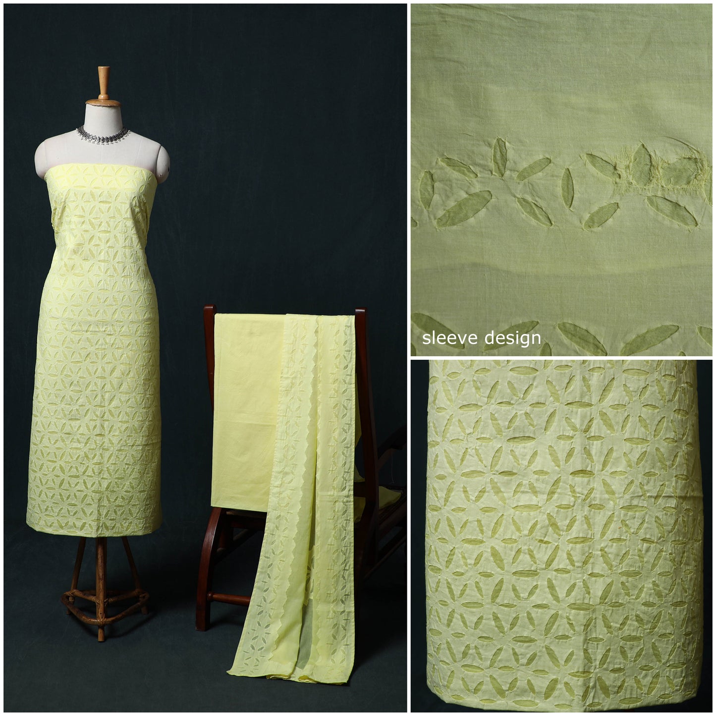 Barmer Applique Cutwork Cotton 3pc Unstitched Dress Material Suit Set 01
