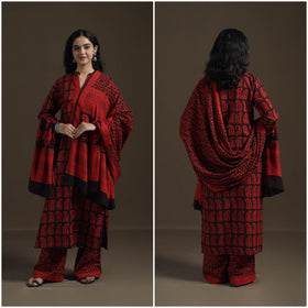 Natural Dyed Hand Block Bagh Print Cotton Suit Set with Dupatta for Women 26