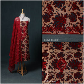 Lucknowi Chikankari Hand Work Unstitched Dress Material: Kurta & Dupatta with Jewellery 11