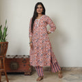 Peach - Sanganeri Block Printed Cotton Kurta with Palazzo Set 02