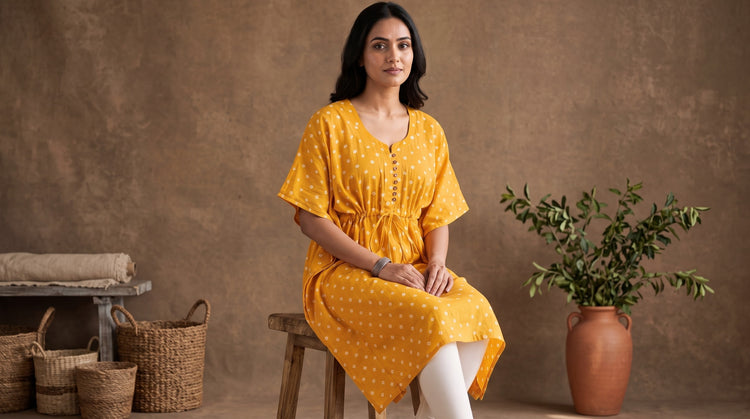 Bandhani Tie-Dye Cotton Kaftans for Women