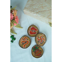 Teak Wood Handpainted Calm Coasters- Set of 4