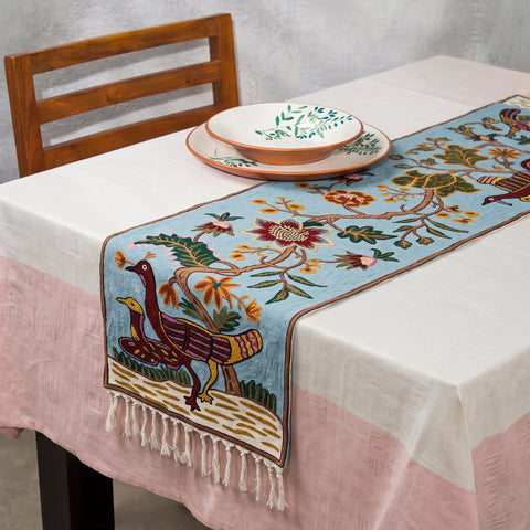Original Kashmiri Chain Stitch Crewel Hand Embroidery Dining Table Runner (4 x 1 Feet) 38