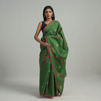 Green - Pure Cotton Patti Kaam Applique Saree 02