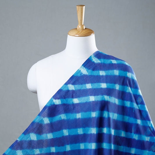 Blue - Leheriya Tie-Dye Mothra Chanderi Silk Fabric