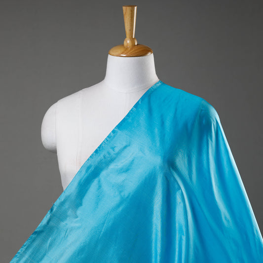 Sky Blue Prewashed Plain Pure Silk Fabric