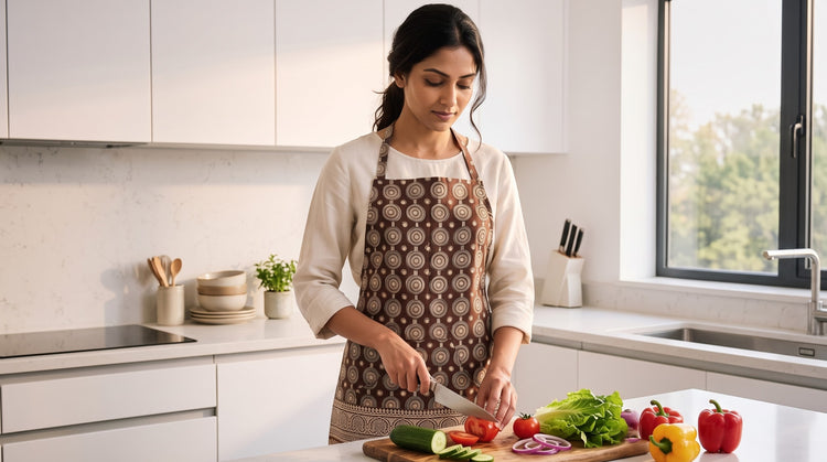 Pure Cotton Kitchen Aprons in Kalamkari Prints
