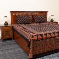 Red - Block Print Cotton Double Ajrakh Bed Sheet Set 01