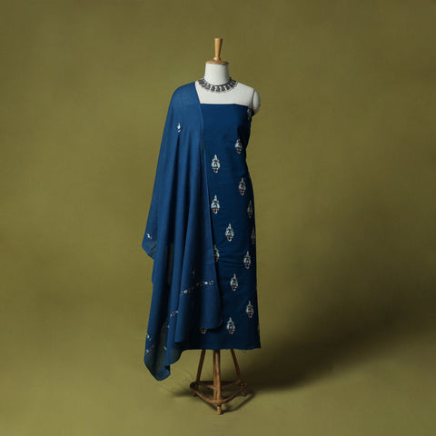 Hand Embroidered Cotton Kashida 3pc Unstitched Dress Material Suit Set 45