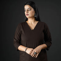 Dark Brown Plain Cotton Long Kurta