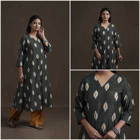 Cotton A-Line Pochampally Ikat Kurta for Women 02